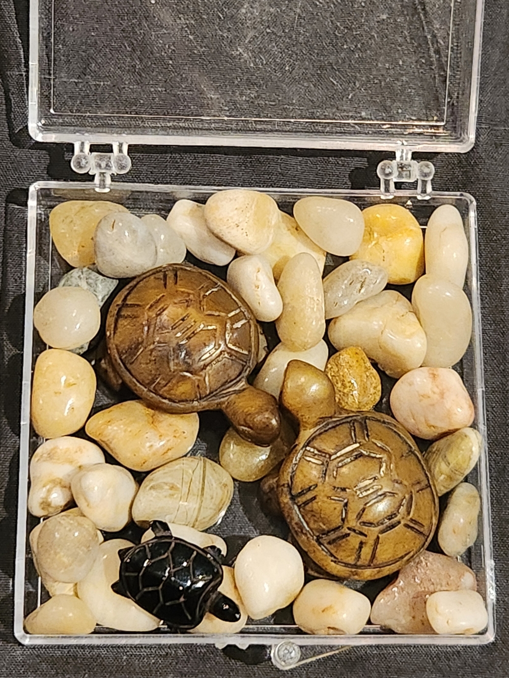 Lot of 3 Hand Carved Polished Gemstone Turtle Specimens Desk Box Turtle Garden